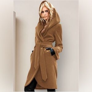 Cowl Hooded Mid Length wrap coat